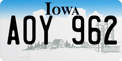 IA license plate AOY962