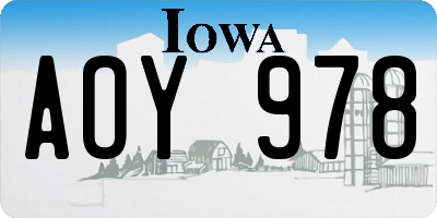 IA license plate AOY978