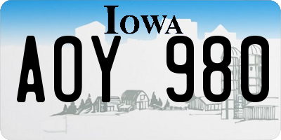 IA license plate AOY980