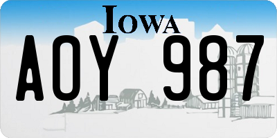 IA license plate AOY987
