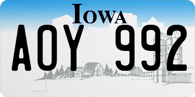 IA license plate AOY992