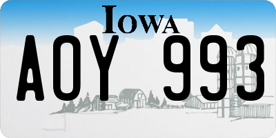 IA license plate AOY993