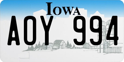 IA license plate AOY994