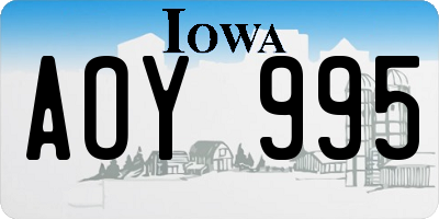 IA license plate AOY995