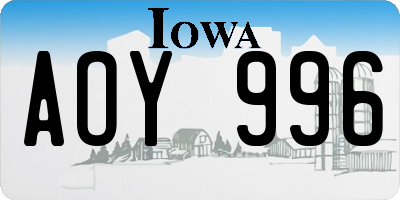 IA license plate AOY996