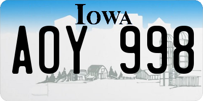 IA license plate AOY998