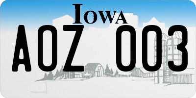IA license plate AOZ003