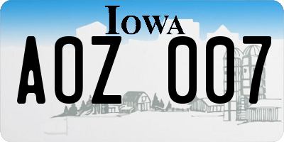 IA license plate AOZ007