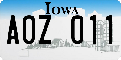 IA license plate AOZ011