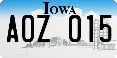 IA license plate AOZ015