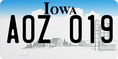 IA license plate AOZ019