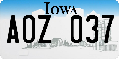 IA license plate AOZ037