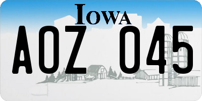 IA license plate AOZ045