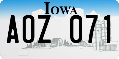 IA license plate AOZ071