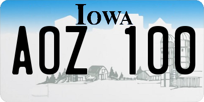 IA license plate AOZ100