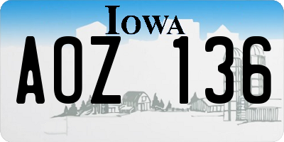 IA license plate AOZ136