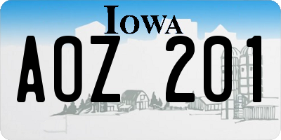 IA license plate AOZ201