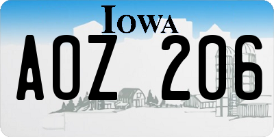 IA license plate AOZ206