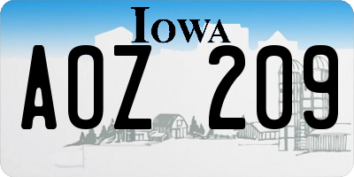 IA license plate AOZ209