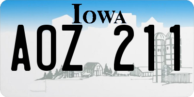 IA license plate AOZ211