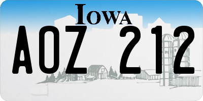 IA license plate AOZ212