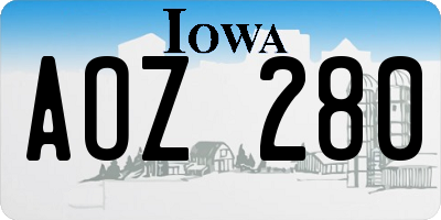 IA license plate AOZ280
