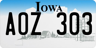 IA license plate AOZ303