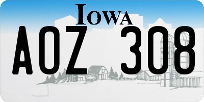 IA license plate AOZ308
