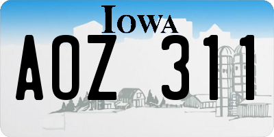 IA license plate AOZ311