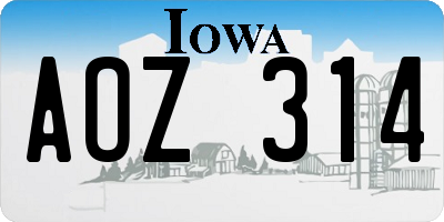 IA license plate AOZ314