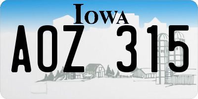 IA license plate AOZ315