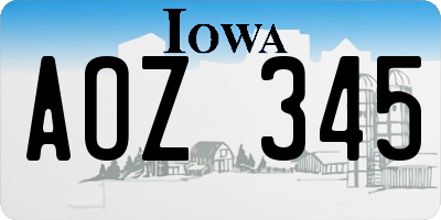 IA license plate AOZ345