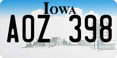 IA license plate AOZ398