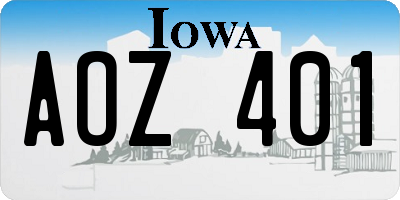 IA license plate AOZ401