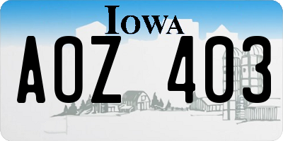 IA license plate AOZ403