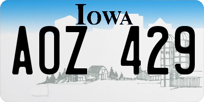 IA license plate AOZ429