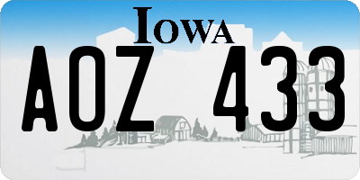 IA license plate AOZ433