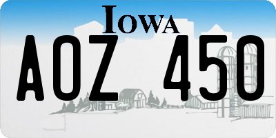IA license plate AOZ450