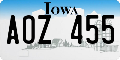 IA license plate AOZ455