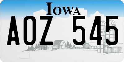IA license plate AOZ545