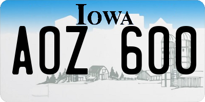 IA license plate AOZ600