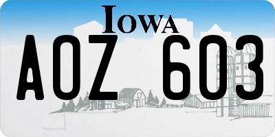 IA license plate AOZ603