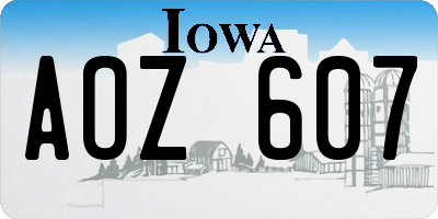 IA license plate AOZ607
