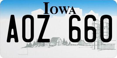 IA license plate AOZ660