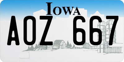 IA license plate AOZ667