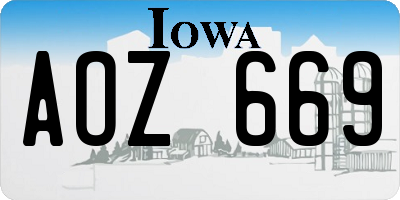IA license plate AOZ669