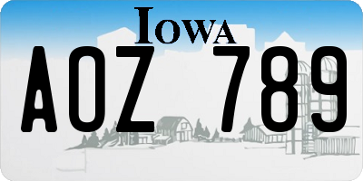 IA license plate AOZ789