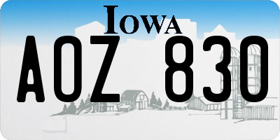 IA license plate AOZ830