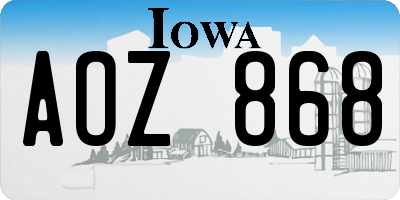 IA license plate AOZ868