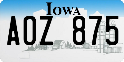 IA license plate AOZ875